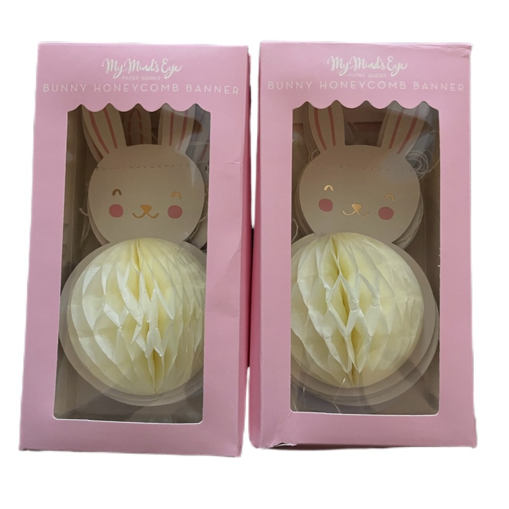 Lot of 2 My Minds Eye! Easter Bunny Honeycomb Banner! Brand New! DAMAGED BOXES